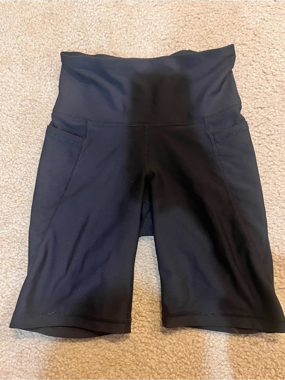 High-Waist Black Women’s Bike Shorts with Side Pockets small